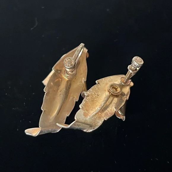 VTG Handmade Sterling Silver Screw Back Iris Flower Fairycore Boho Earrings - Picture 6 of 6